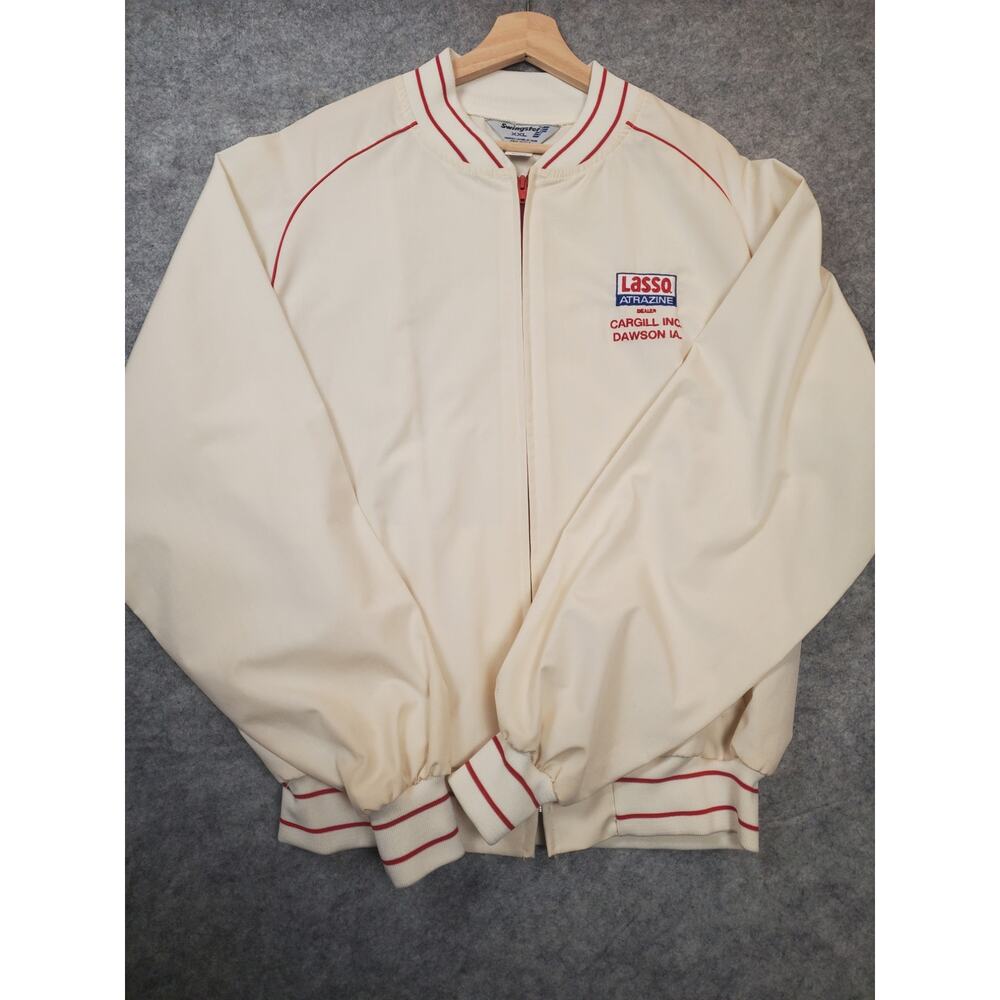 Swingster Men's VTG Lasso Atrazine XXL White Lightweight Bomber Jacket